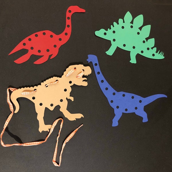 Dinosaur Lace Card SVG Digital Cut File- Kid's Fine and Visual Motor Activity Toy