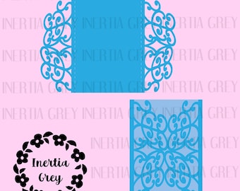 Gate Fold Card Invitation Template SVG- Wedding Invitation- Lace Diamond