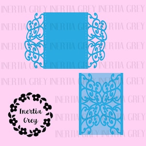 Modelo de convite de cartão dobrável Gate SVG - Convite de casamento - Lace Diamond