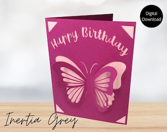 Pop up Butterfly Birthday Insert Card SVG- Cricut, silhouette, Joy Digital Cut File
