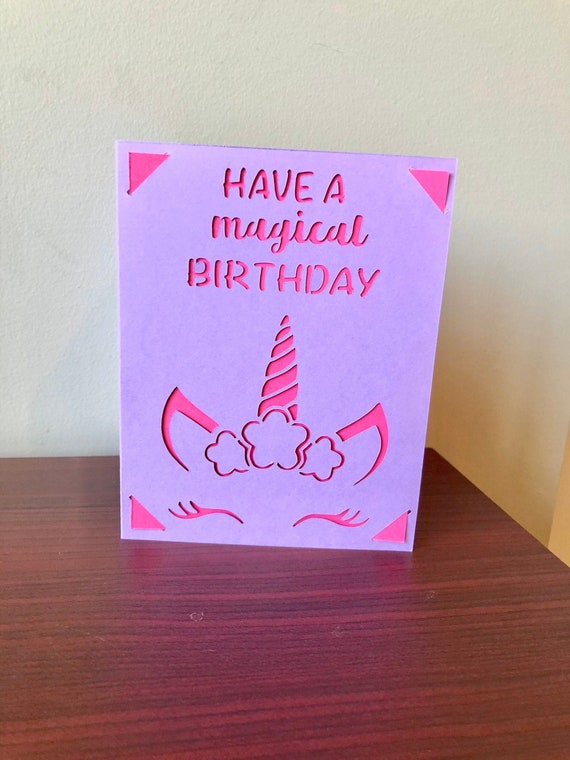 Download Unicorn Birthday Insert Card Girl S Svg Cricut Etsy