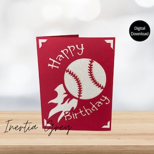 Béisbol / Softbol Feliz Cumpleaños Insertar Tarjeta SVG- Archivo de Corte Digital- Cricut Silhouette Joy