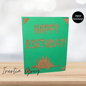 Dinosaur Kid&#39;s Birthday Insert Card Svg- Cricut, Silhouette, Joy Digital Cut File