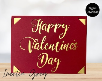 Feliz día de San Valentín Insertar tarjeta SVG- Simple Intrincado- Cricut Silhouette Joy Digital Cut File