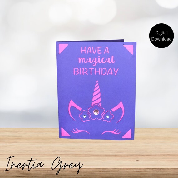 Download Unicorn Birthday Insert Card Girl S Svg Cricut Etsy