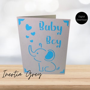 Baby Boy Baby Shower Elephant Insert Card SVG- Digital Cut File- Cricut Silhouette Joy