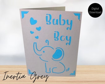 Baby Boy Baby Shower Elephant Insert Card SVG- Digital Cut File- Cricut Silhouette Joy