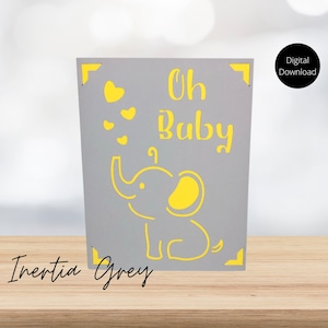 Oh Baby Shower Olifant Insert Card SVG- Digital Cut File- Cricut Silhouette Joy