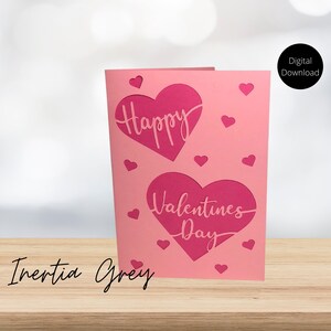 Happy Valentine&#39;s Day Card- SVG Hearts - 5x7 Cricut Silhouette Digital Cut File