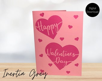 Tarjeta feliz del Día de San Valentín- SVG Hearts - 5x7 Cricut Silhouette Digital Cut File