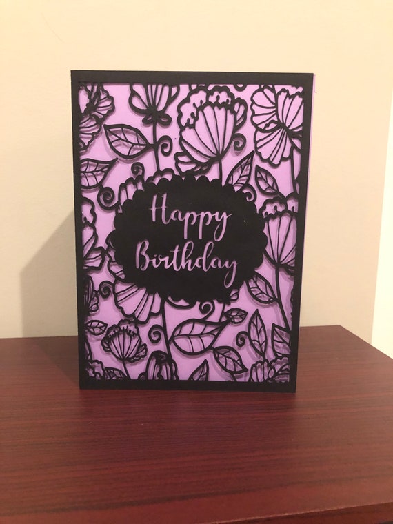 Download Happy Birthday Card Svg Digital Cut File Intricate Floral Etsy