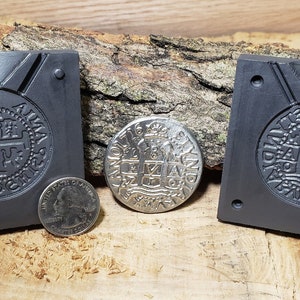 Graphite casting mold - pirate coin bullion - Pour your own 1716 Spanish 8 Escudo!
