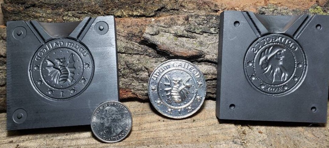 Graphite coin mold - pour your own pirate bullion - Cursed Aztec pirate  coin!