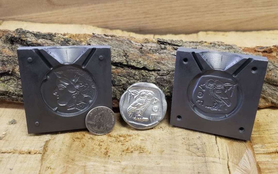 Graphite Coin Mold Owl and Athena Coin Cast Your Own Bullion Coins Etsy