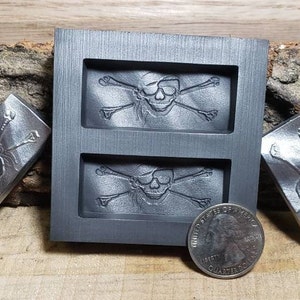 Graphite mold - Pirate / Jolly Roger Wavy Bar - double mold