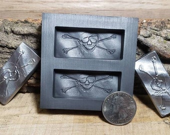 Graphite mold - Pirate / Jolly Roger Wavy Bar - double mold