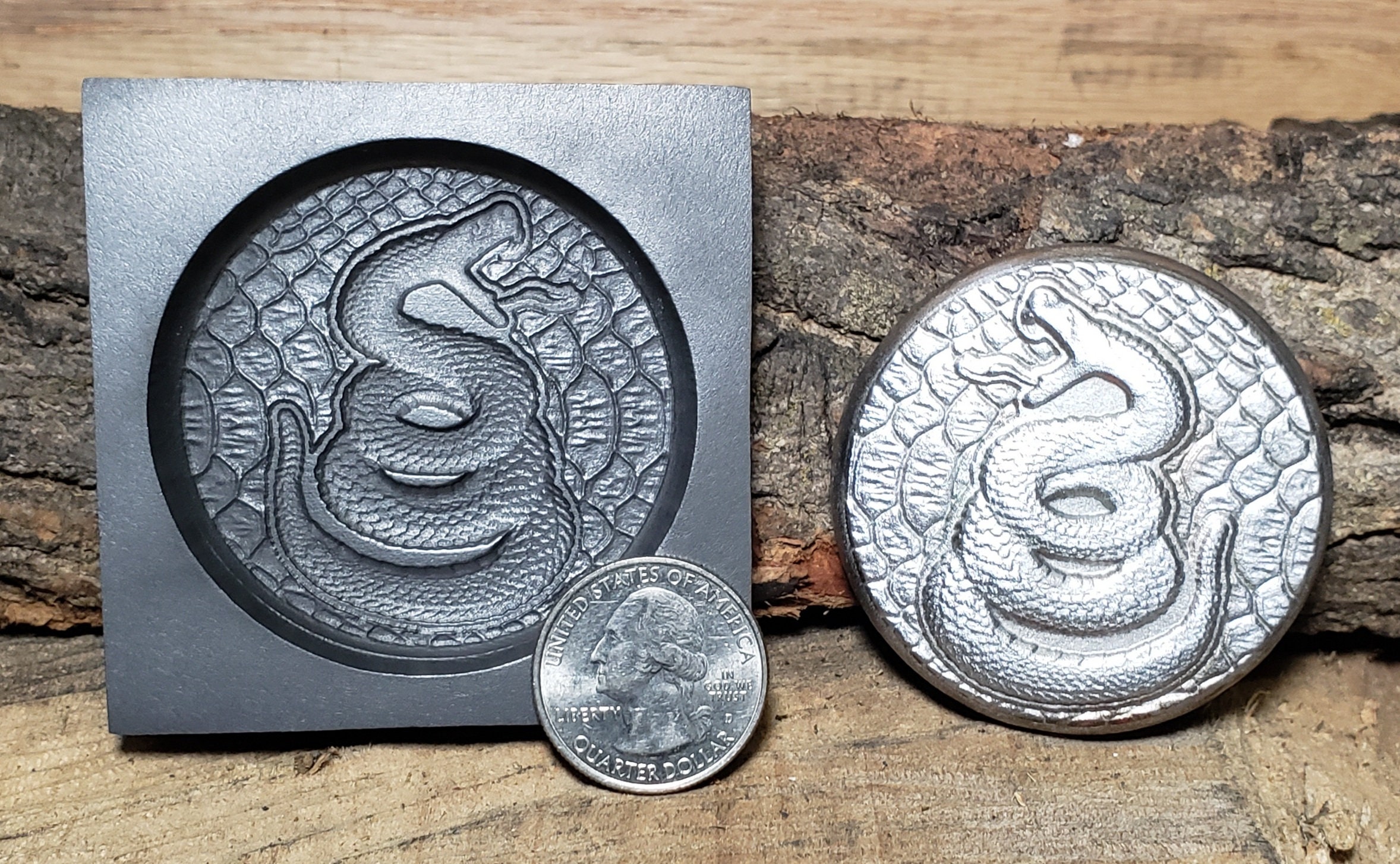 Viking Raven Penny Graphite mold for 2 sided coin - Cast your own