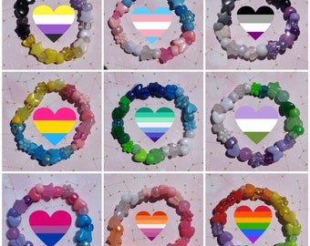 LGBT Pride Custom Beaded Bracelet | Bead Soup Mismatched Pony Bead Bracelets | Y2K Pride Kandi Single | Cluster Kandi Bracelet