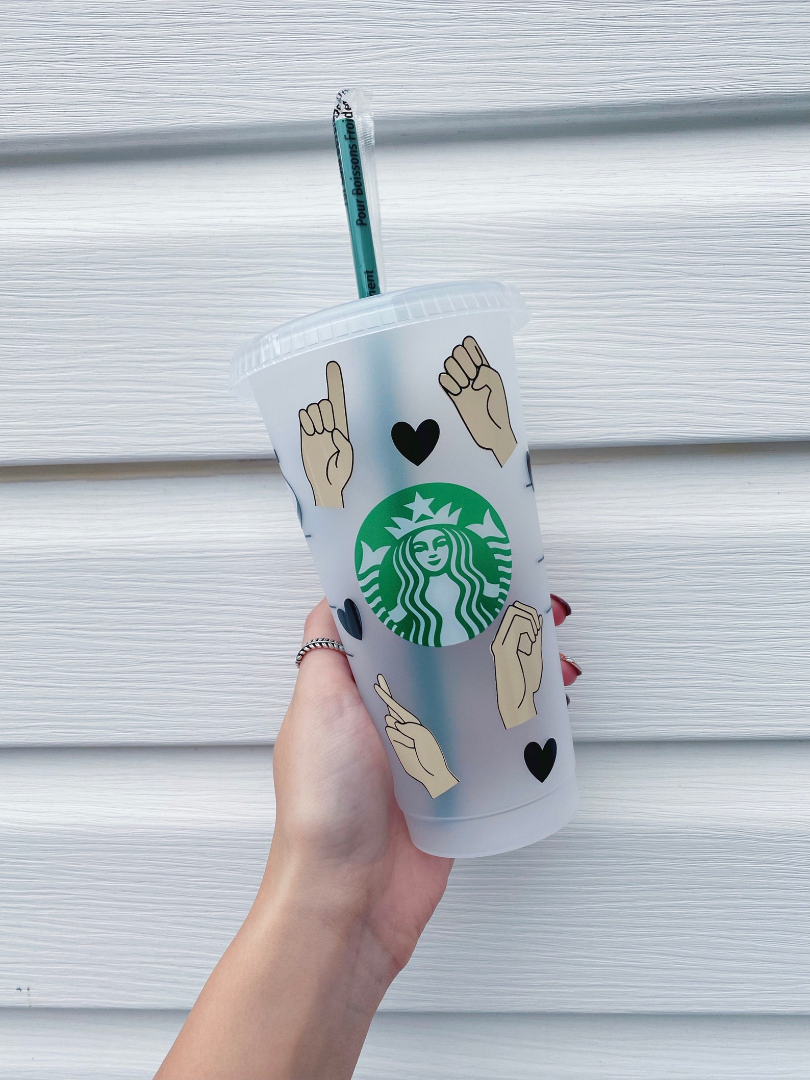 ASL Starbucks Cold Cup Sign Language Speech Talk Etsy
