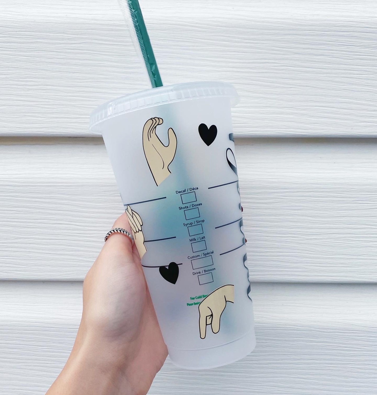 ASL Starbucks Cold Cup Sign Language Speech Talk Etsy