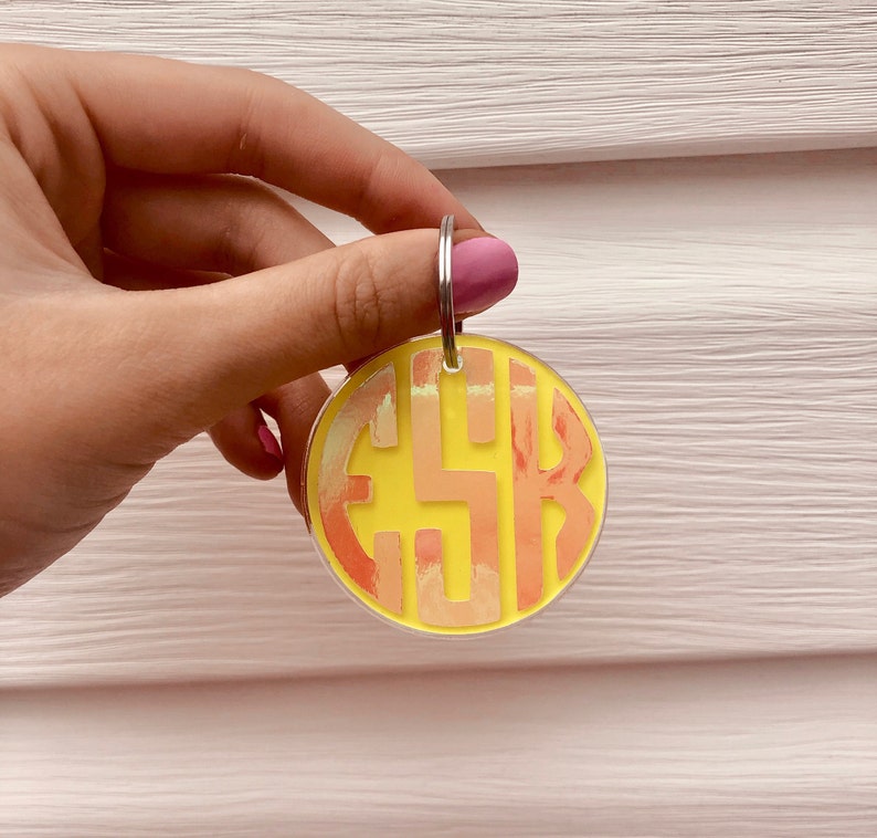 Download Monogram Keychain Acrylic Circle | Etsy