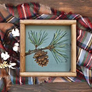 Log Cabin Decor, Rustic Cabin Sign, Boho Forest Decor, Modern Lodge, Winter Farmhouse Sign, Woodsy Wall Decor, Nature Shelf Decor, Pine Cone