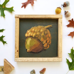 Decoración de bellotas de otoño, decoración de otoño para estanterías, cosecha de otoño, letrero rústico de otoño, bosque boho, granja de otoño, pared boscosa, estantería natural, arte de bellotas
