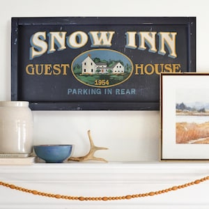 Snow Sign, Blue Winter Decor, Vintage Ski Art, Mountain House Decor, Ski Cabin Wall Art, Personalized Winter Decor, Modern Lodge