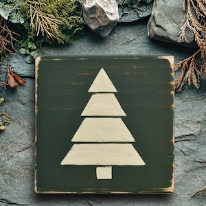Pine Tree Art, Winter Forest, Winter Shelf Sitter, Ski Cabin Decor, Wood Quilt Block, Winter Woodland, Modern Lodge, Rustic Wood Tree