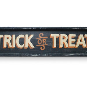 Trick or Treat Sign, Halloween Primitive Wall Decor, Modern Farmhouse Halloween Decor, Vintage Style Halloween Sign, Halloween Shelf Decor image 3