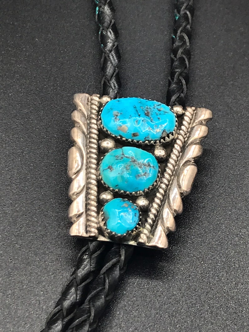 Zuni Native American bolo sterling silver turquoise Robert /& Bernice Leeya