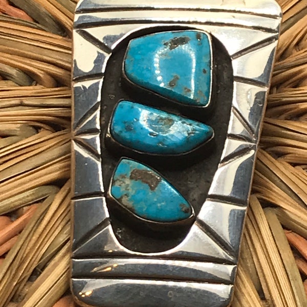 Bolo middelpunt Native American Sterling zilver turquoise shadowbox uitstekende mooie stenen.