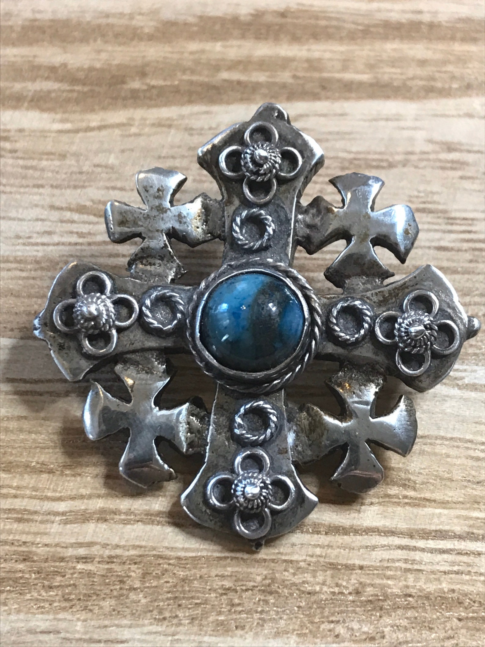 Vintage 900 silver Jerusalem cross pendant/pin from Israel. | Etsy