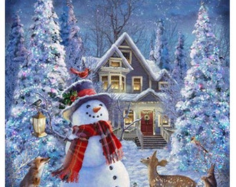 Frost Snowman Christmas Fabric Panel by Hoffman Fabrics - Etsy