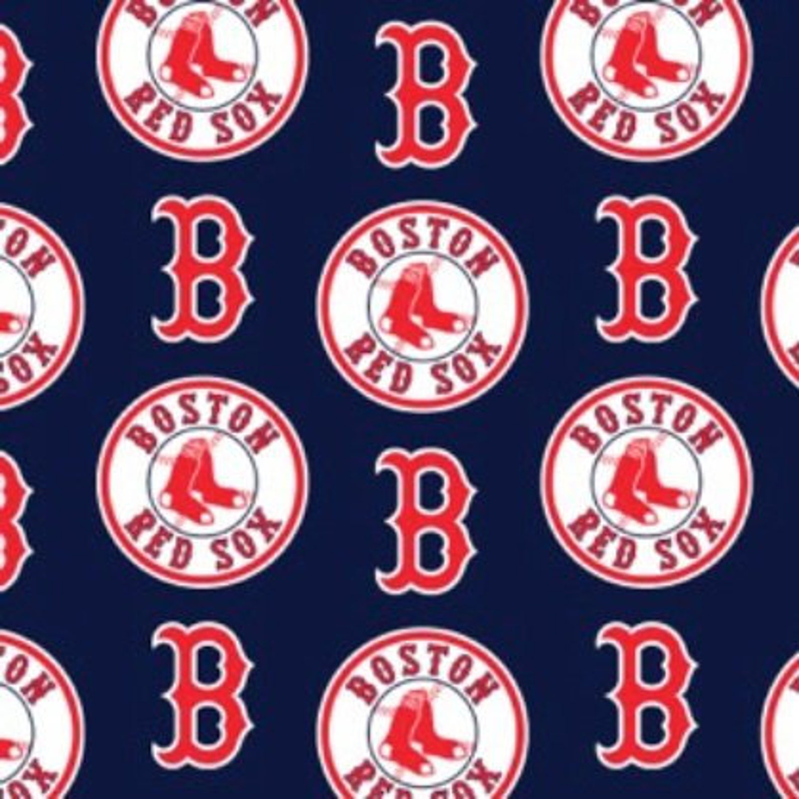 Boston Red Sox Blue Fabric With Red Logo Etsy