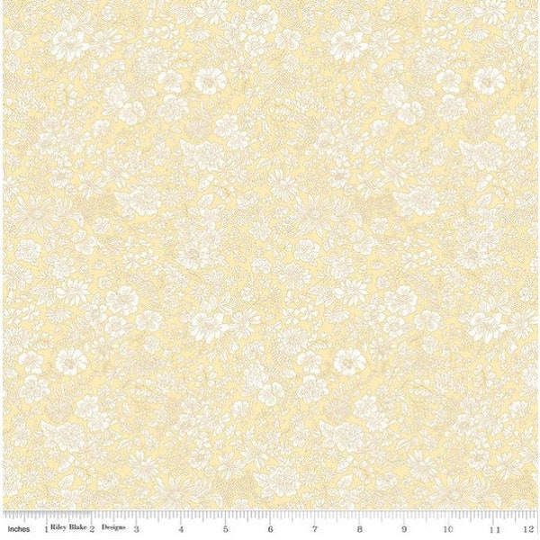 Emily Belle Magnolia Yellow Fabric - Liberty of London Floral Print from Riley Blake