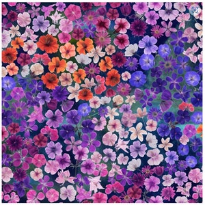Wildflowers Violet Fabric Digital Print by Hoffman Fabrics