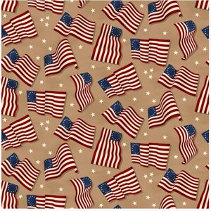 United We Stand Betsy Ross American Flags Fabric