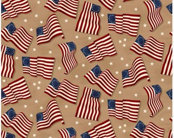 United We Stand Betsy Ross American Flags Fabric