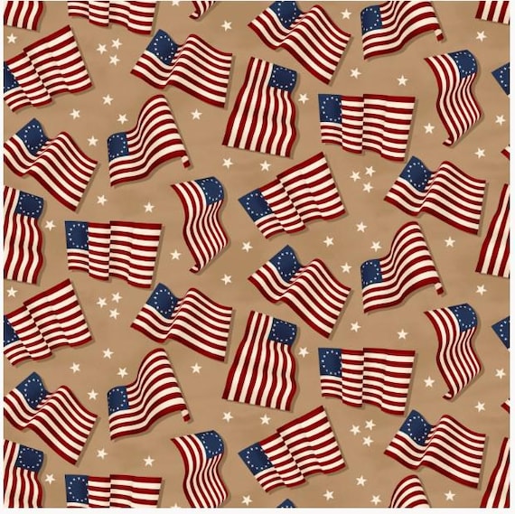United We Stand Betsy Ross American Flags Fabric