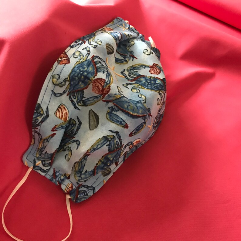 Maryland Blue crab face mask 100 cotton with elastic Etsy