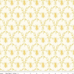 Honey Bee Damask Parchment Fabric Print by Riley Blake Designs