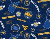 West Virginia University Logos and Gold Rush Fabric - Sykel Enterprises