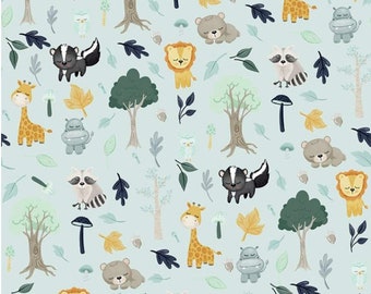 It&#39;s A Boy Aqua Flannel with Baby Animals - Riley Blake Designs