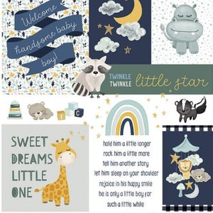 It&#39;s a Boy Navy Welcome Baby Fabric Panel by Riley Blake Designs
