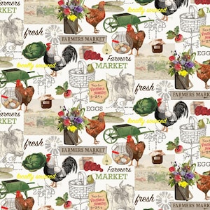 Farmer&#39;s Market in White from Timeless Treasures