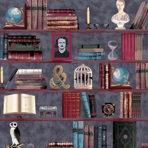 Ex Libris Edgar Allen Poe Library Fabric by Wyndham Fabrics