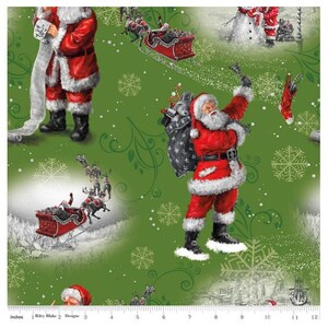 St. Nikolaus grüner Weihnachtsstoff von Riley Blake Designs