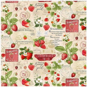 Strawberries Fabric by Timeless Treasures