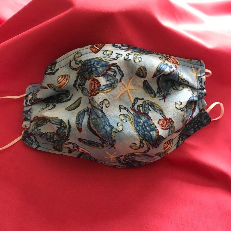 Maryland Blue crab face mask 100 cotton with elastic Etsy